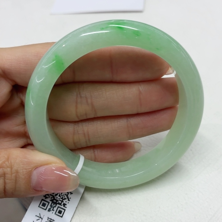 翡翠未镶嵌手镯缅甸翡翠手镯55.5