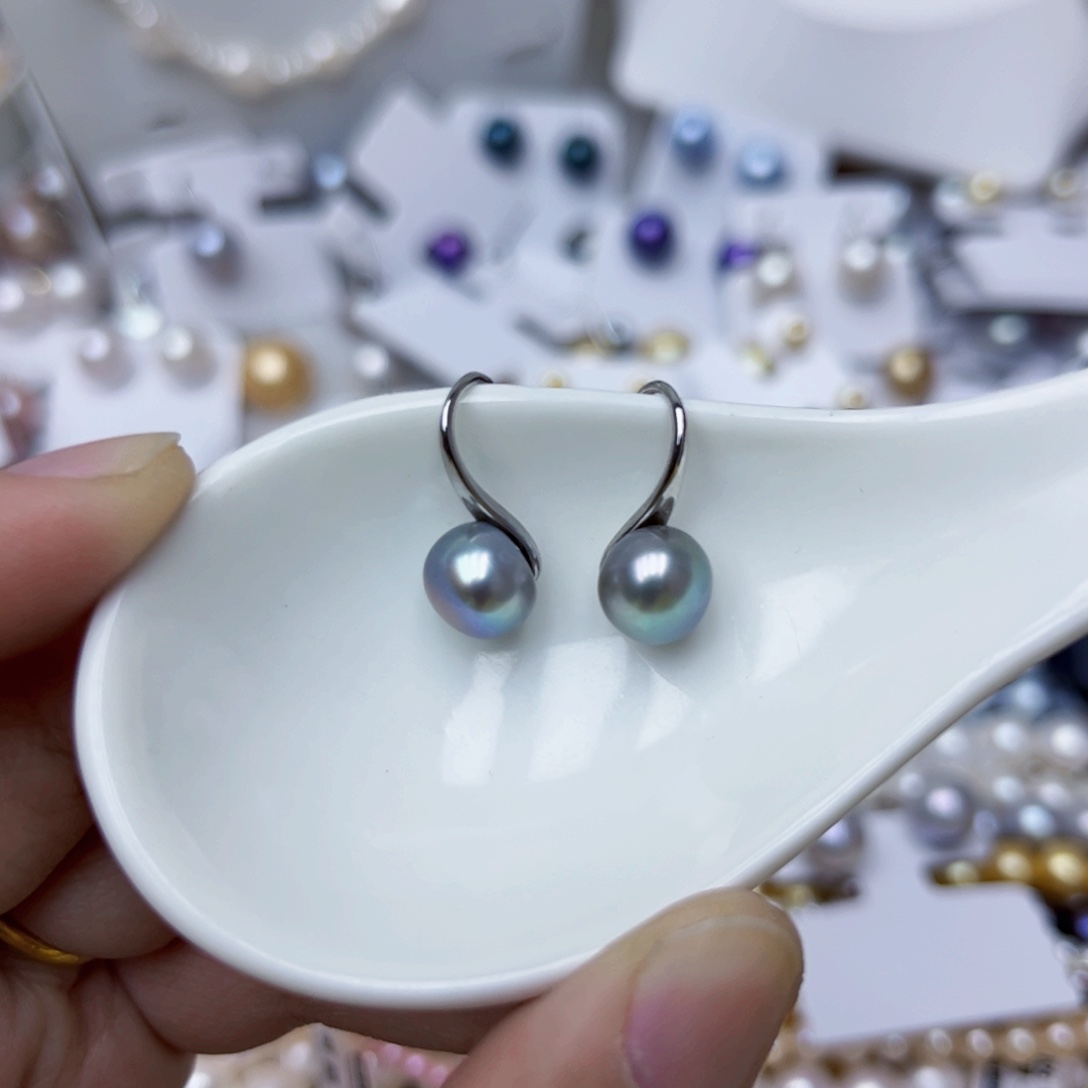 淡水珍珠耳饰银S925镶嵌