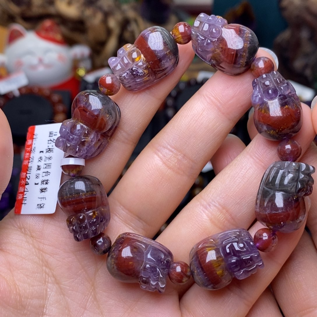 水晶A005极光四色貔貅手链未镶嵌用*杰