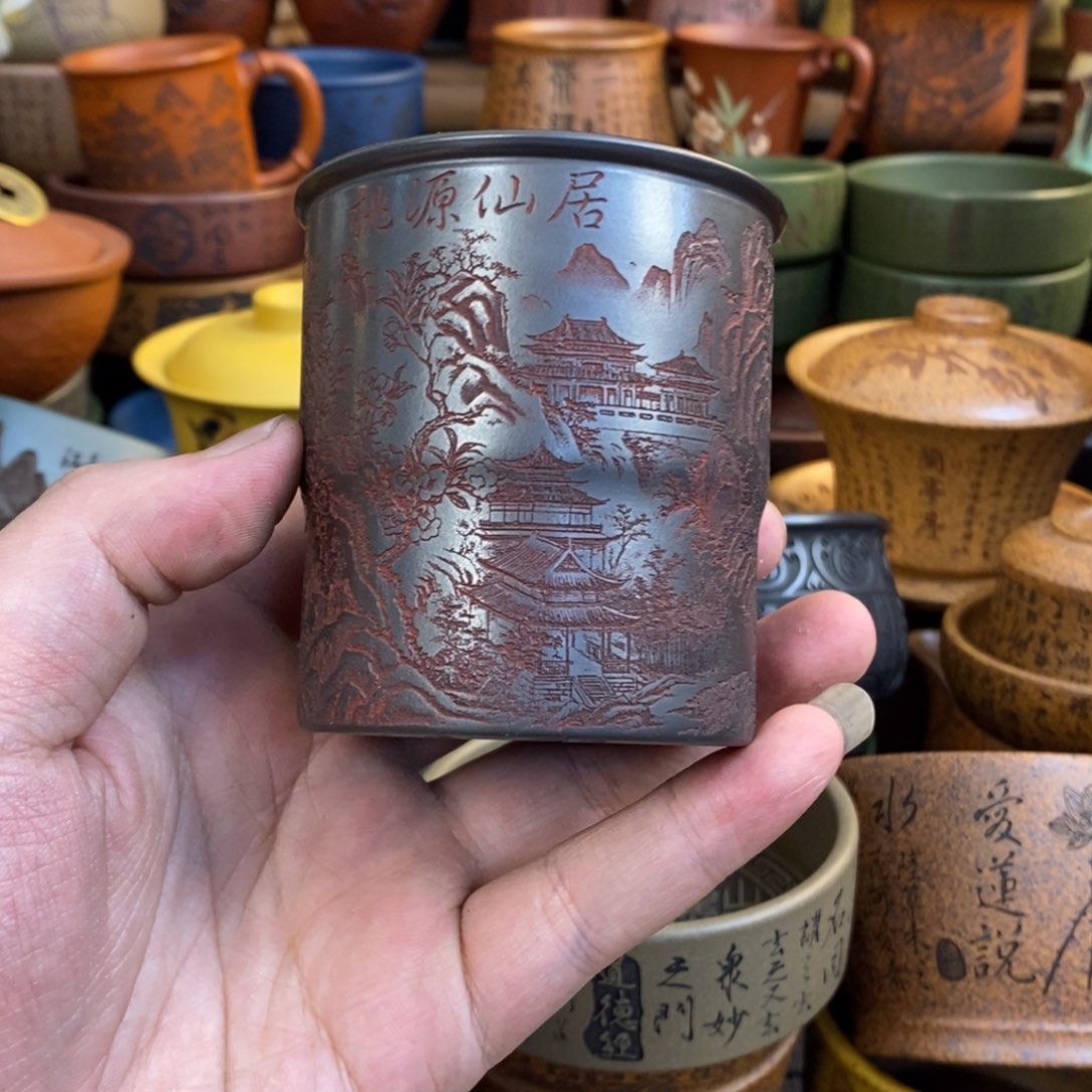 紫砂杯子宜兴全手工紫砂杯