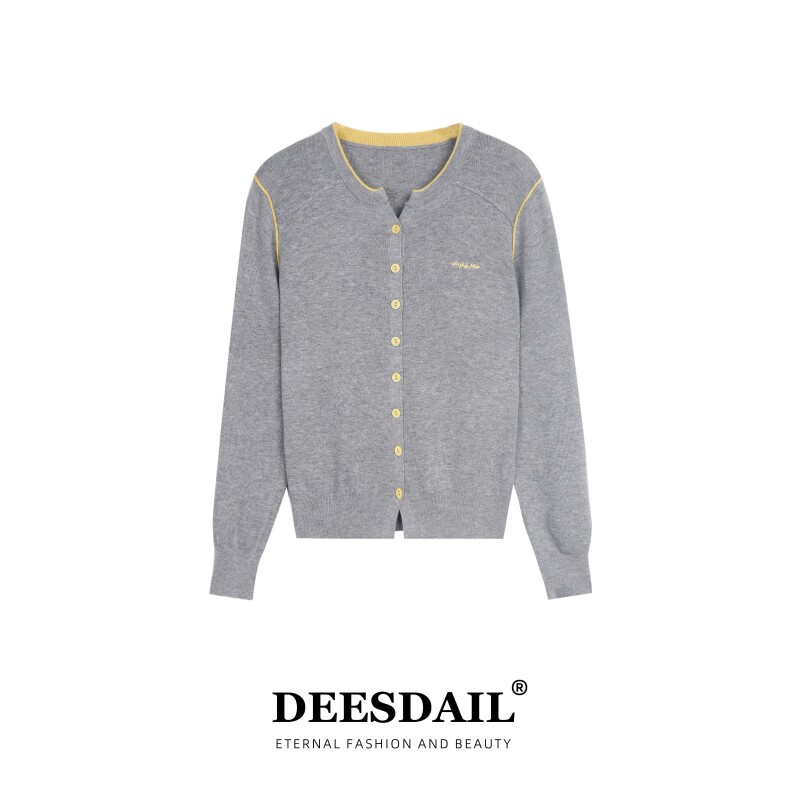 【211】DEESDAIL灰色长袖开衫上衣知性女针织衫Y514