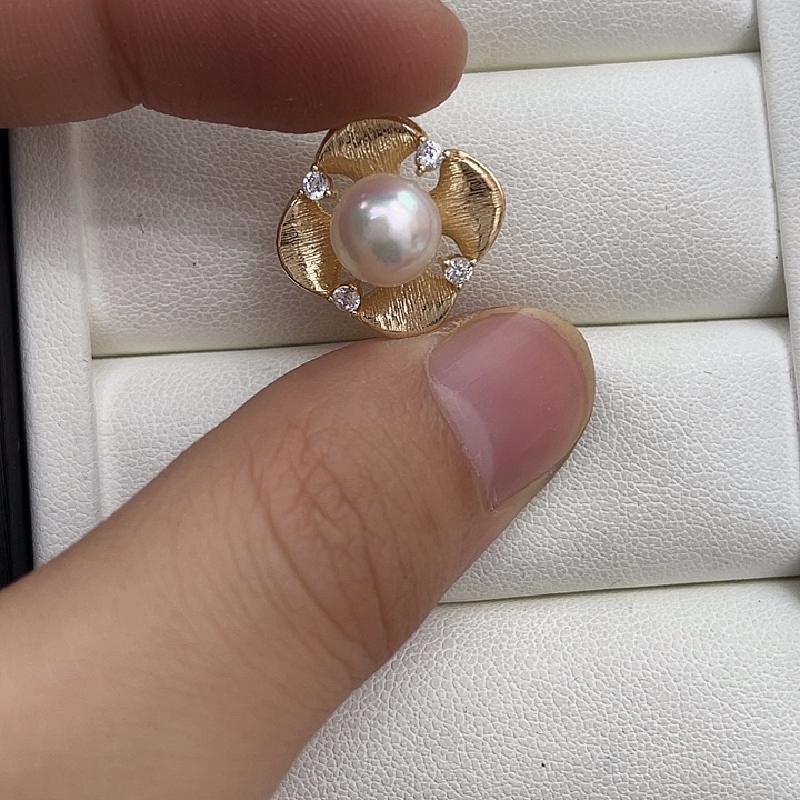 吊坠(不含链)银S925镶嵌海水珍珠