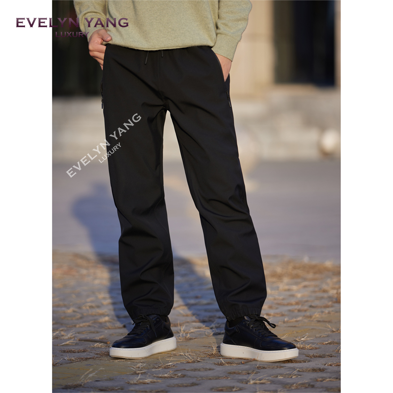 EVELYN YANG冬季新款男士LQ胶囊防风加绒裤休闲裤