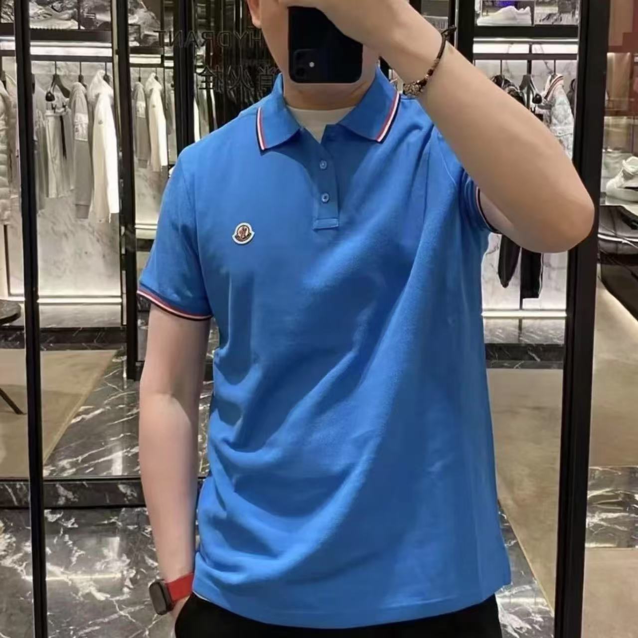 全新未使用 MONCLER  蒙口条纹徽标logo短袖Polo