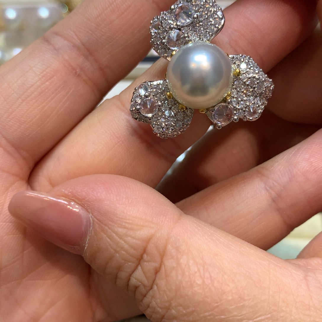 海水珍珠戒指银S925镶嵌