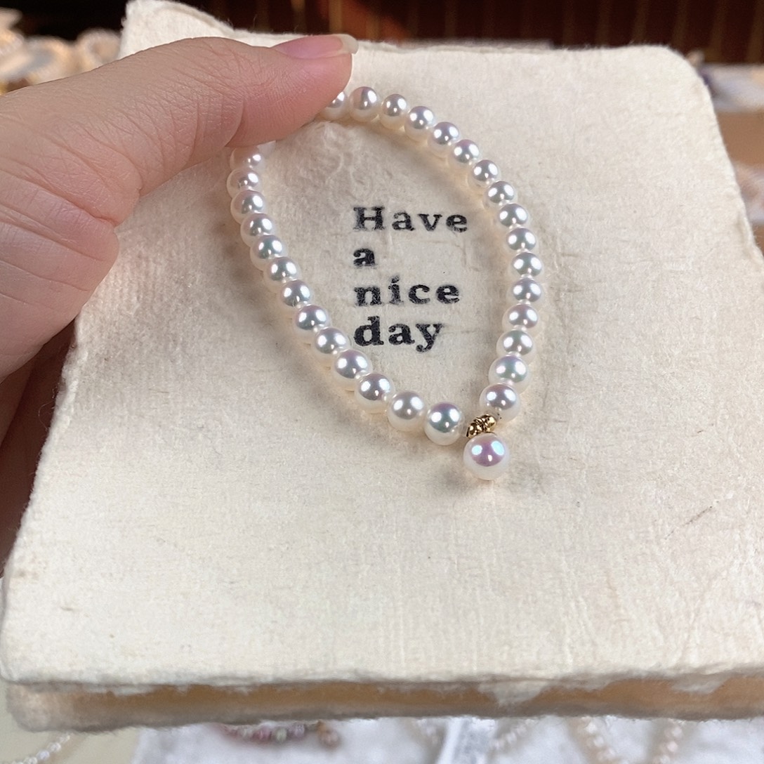 手绳18K金镶嵌淡水珍珠