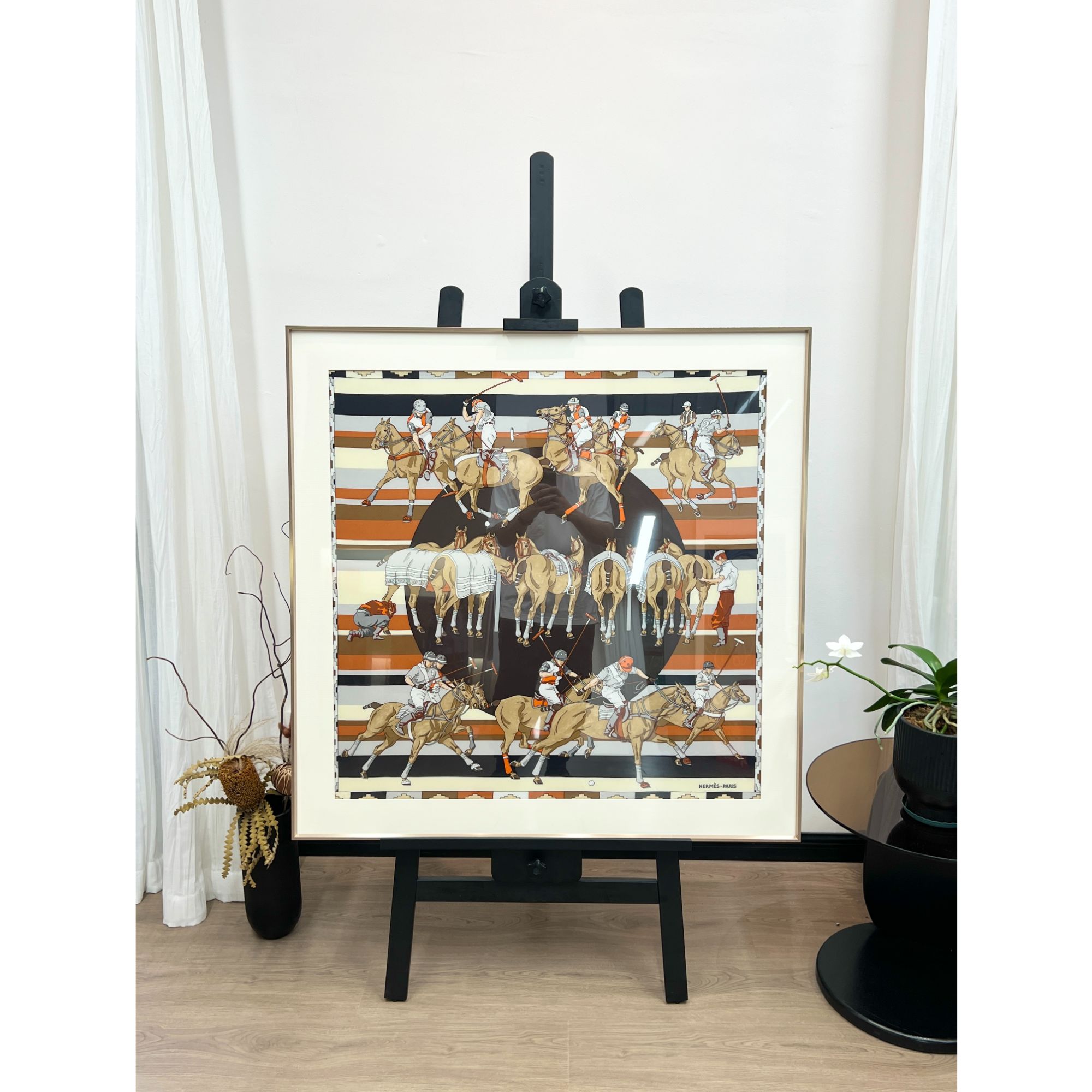 《马球运动》丝巾画