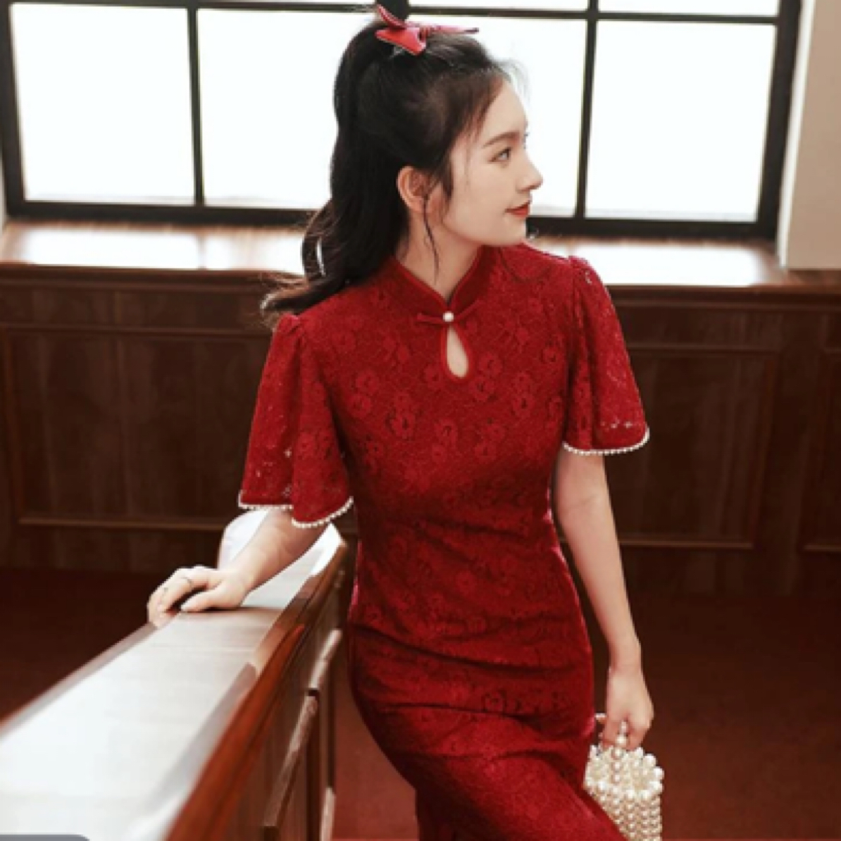【2388 开门红 红色】显瘦气质修身优雅复古中国风旗袍