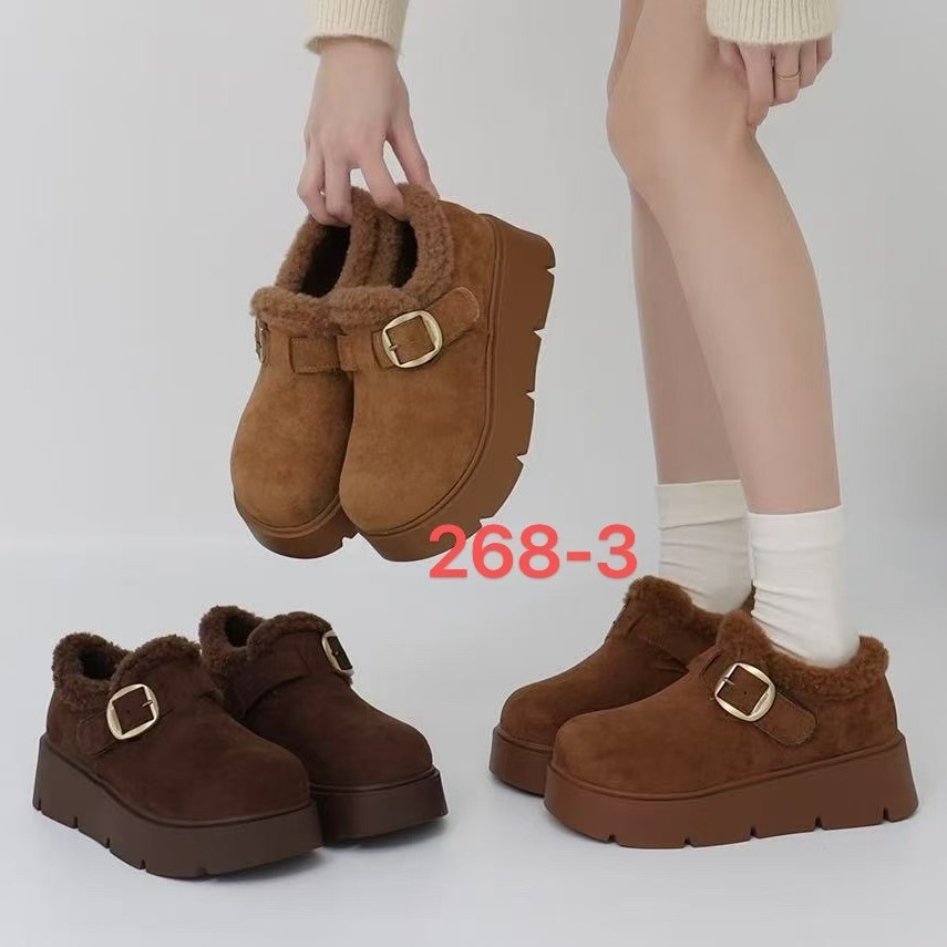乖乖潮鞋 2025冬季新款时尚厚底加绒勃肯鞋