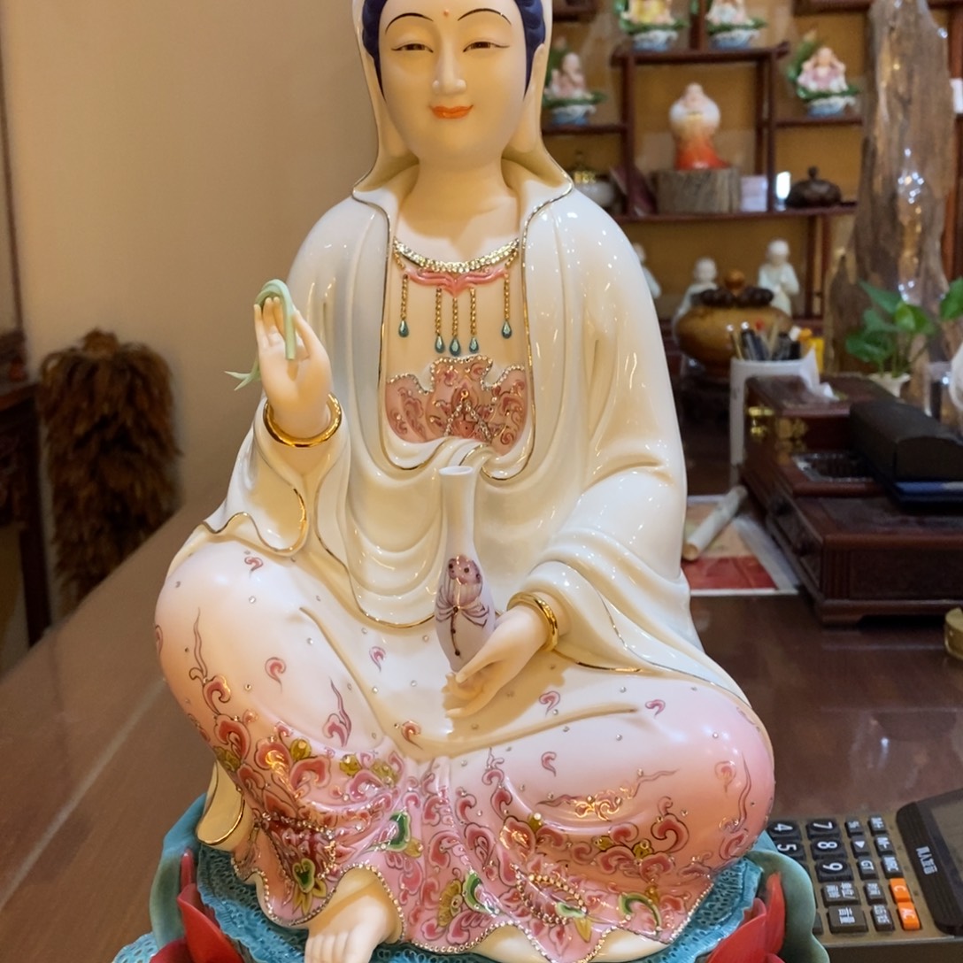 有机玻璃德化手工收藏观音摆件