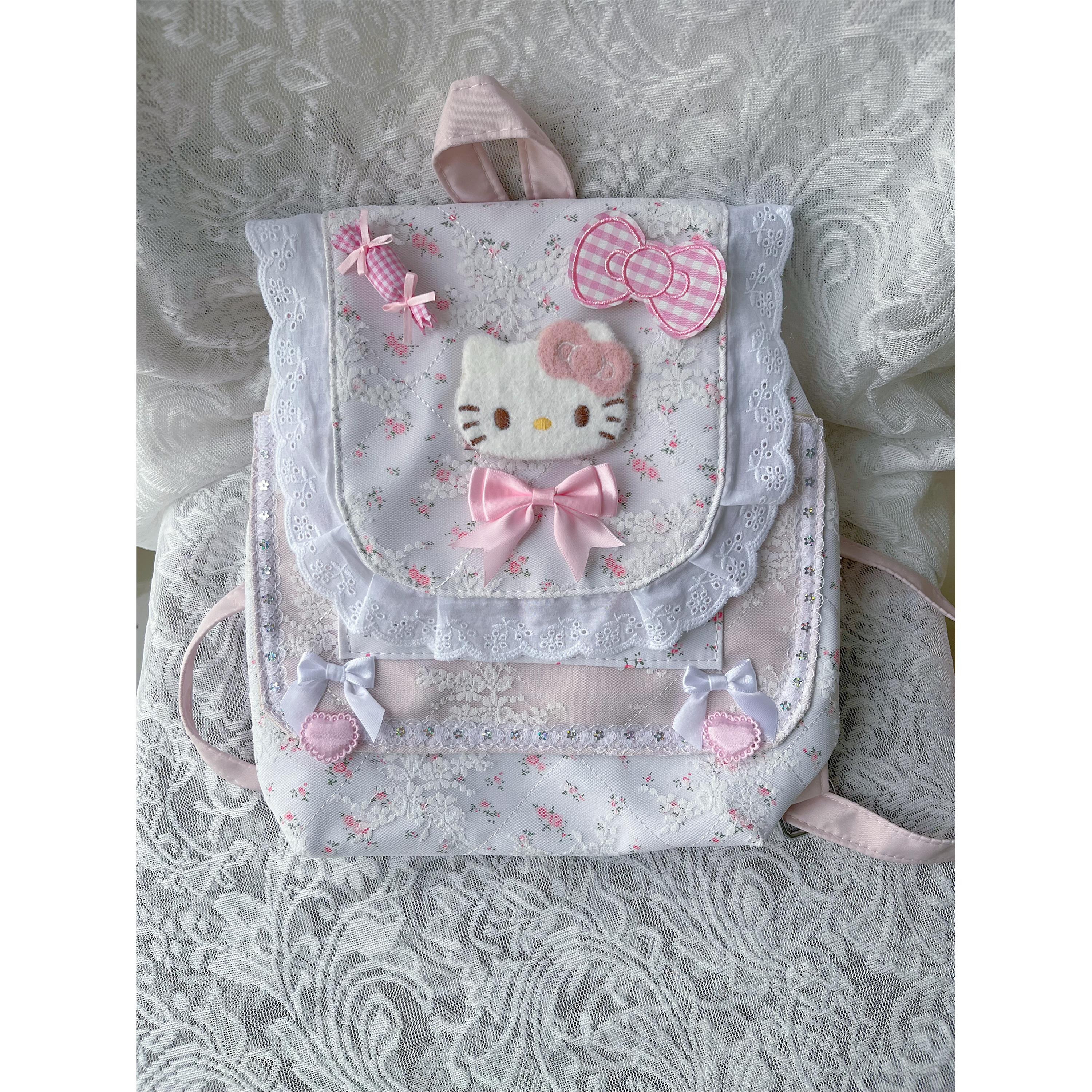 原创三丽鸥美乐蒂手作包学院风少女背包蕾丝碎花女包韩版日系可爱