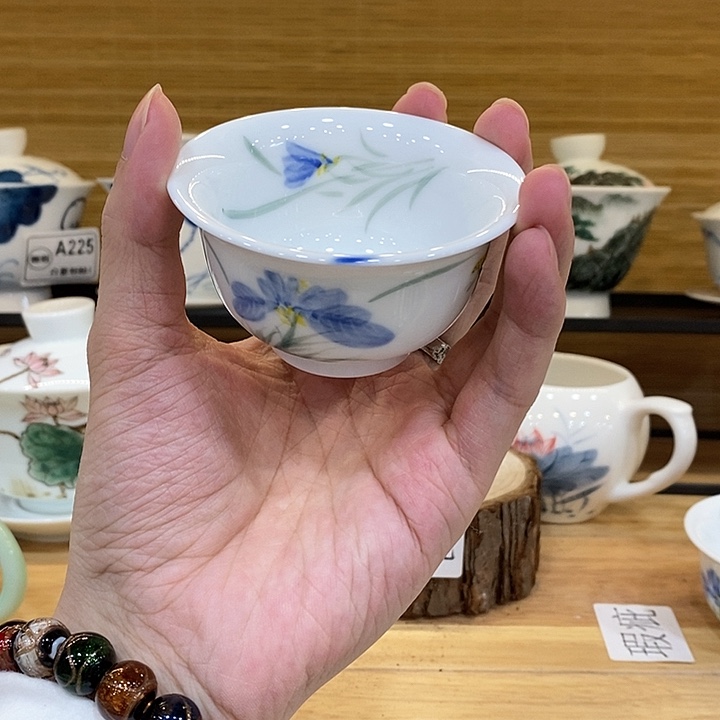 手绘蝴蝶兰压手杯85 瑕疵福利款