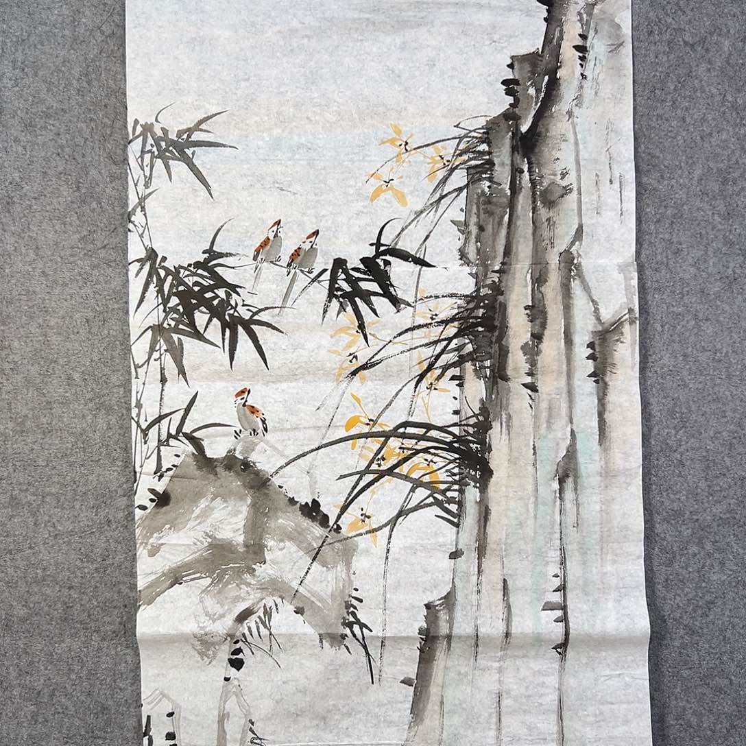 国画748 花鸟在此鸣叫时还要一