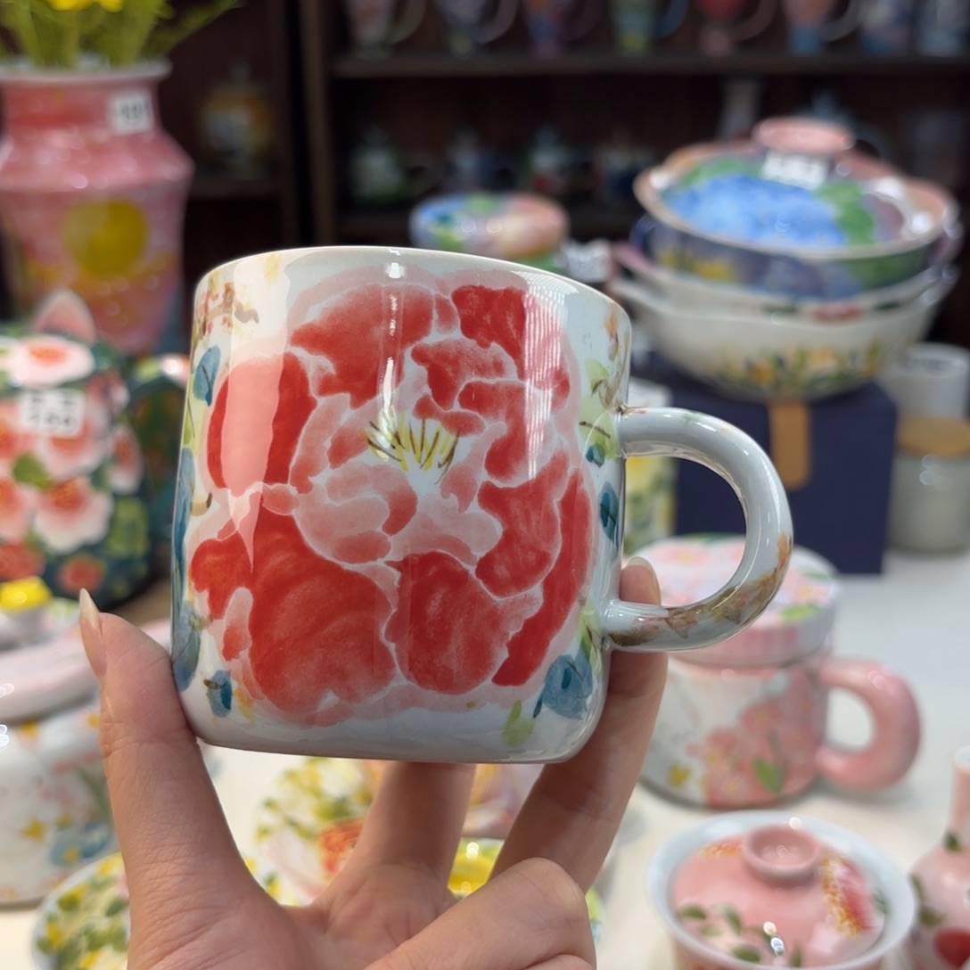 瓷片景德镇手绘高温釉下彩陶瓷茶具