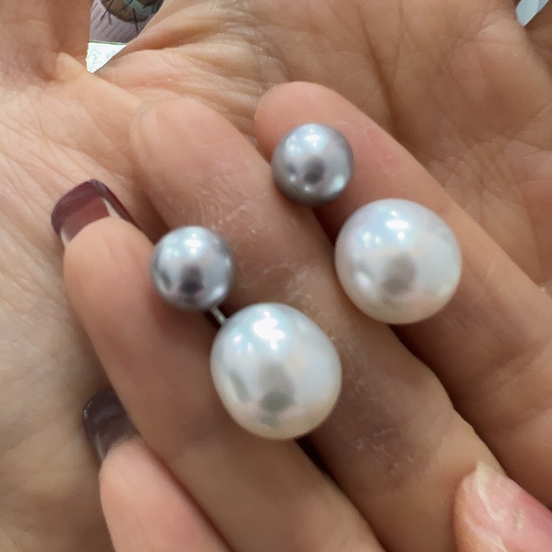 海水珍珠耳饰银S925镶嵌