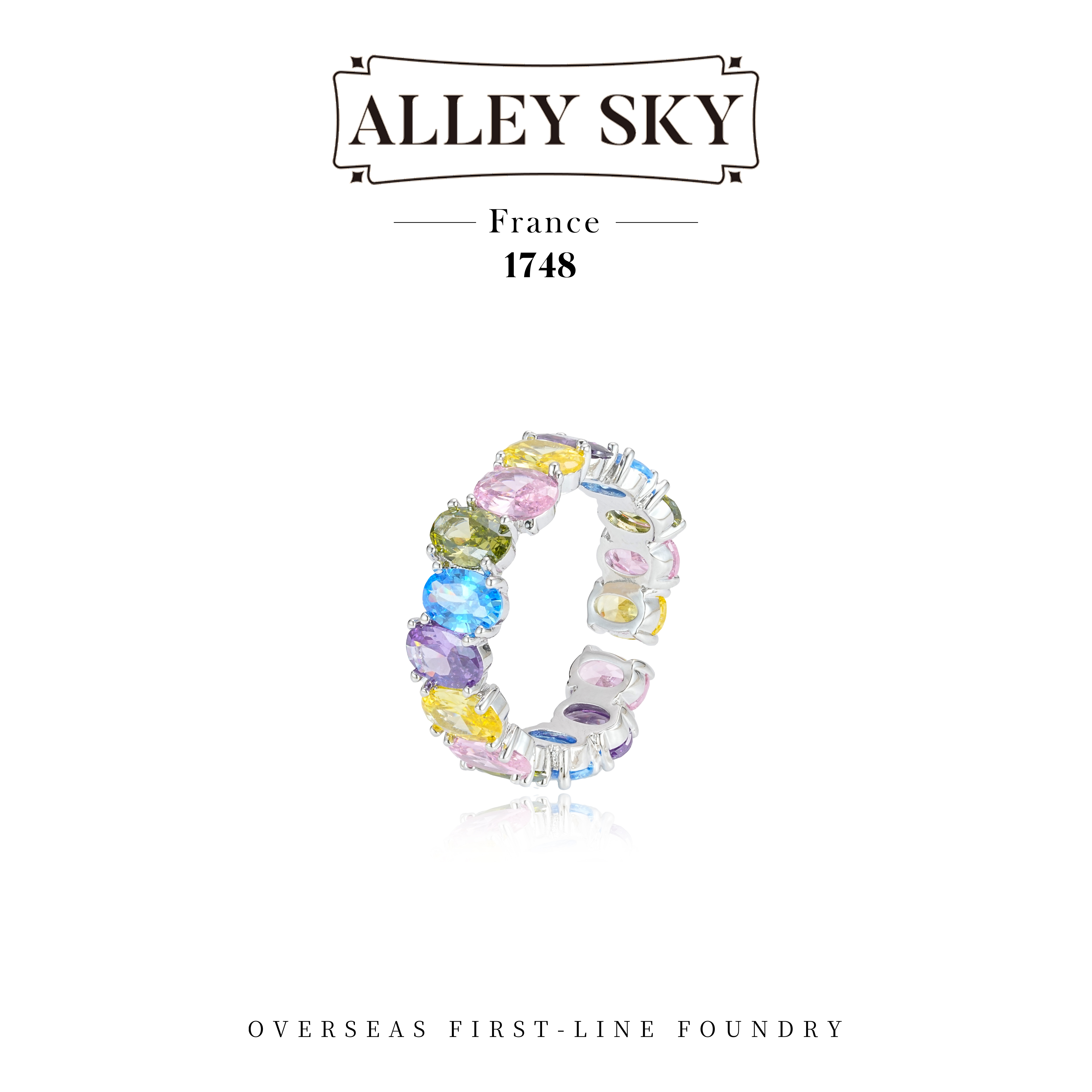 【缤纷彩虹】Alley Sky设计师款轻奢戒指F3221