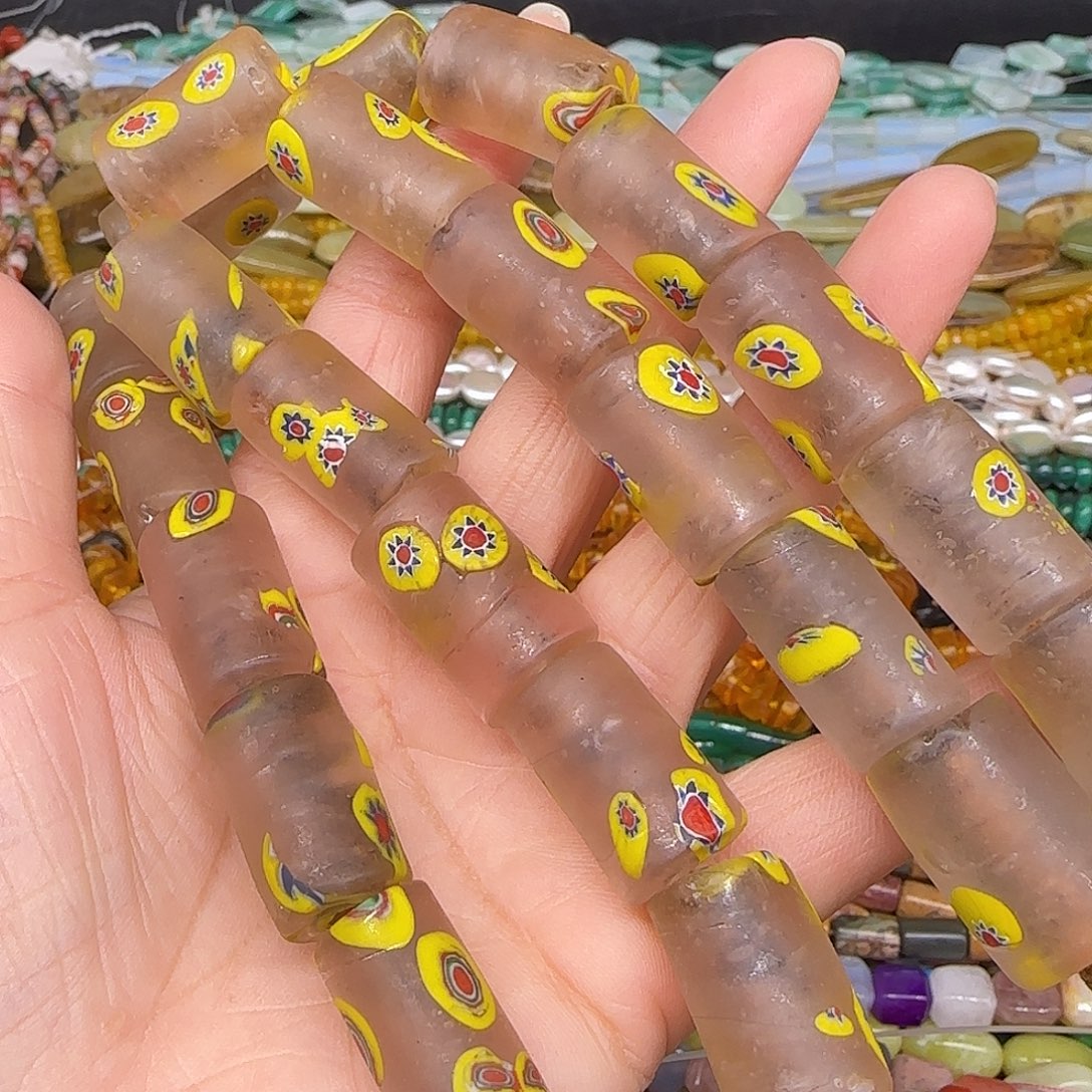 玛瑙/玉髓合金珠宝半成品琉璃桶珠14mm一条05