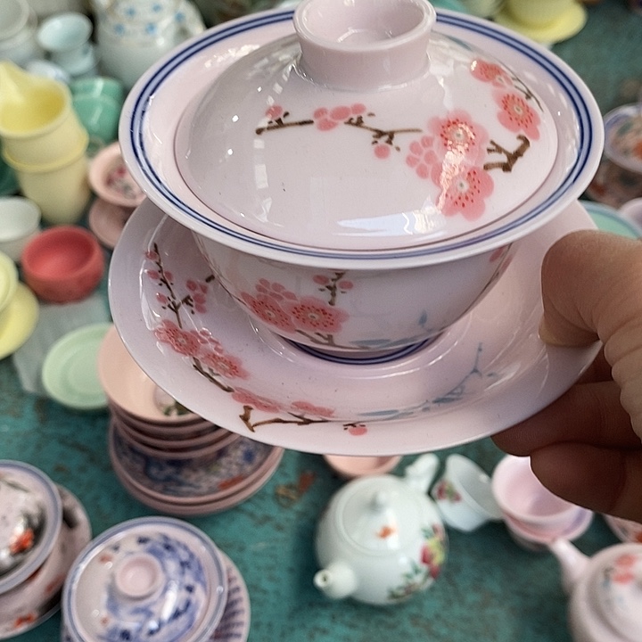 摆件陶红稀土翠竹三才