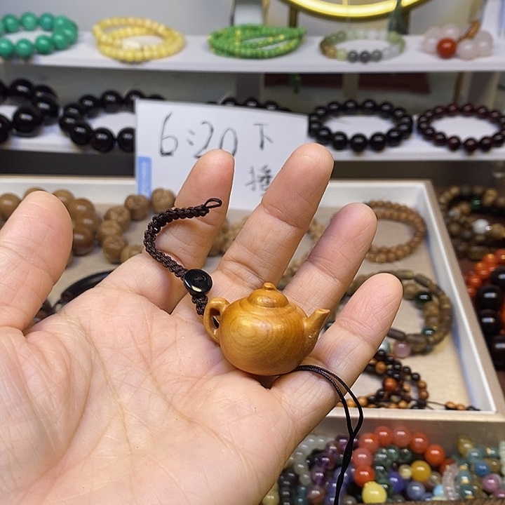 木崖柏手把件小把把壶可编绳