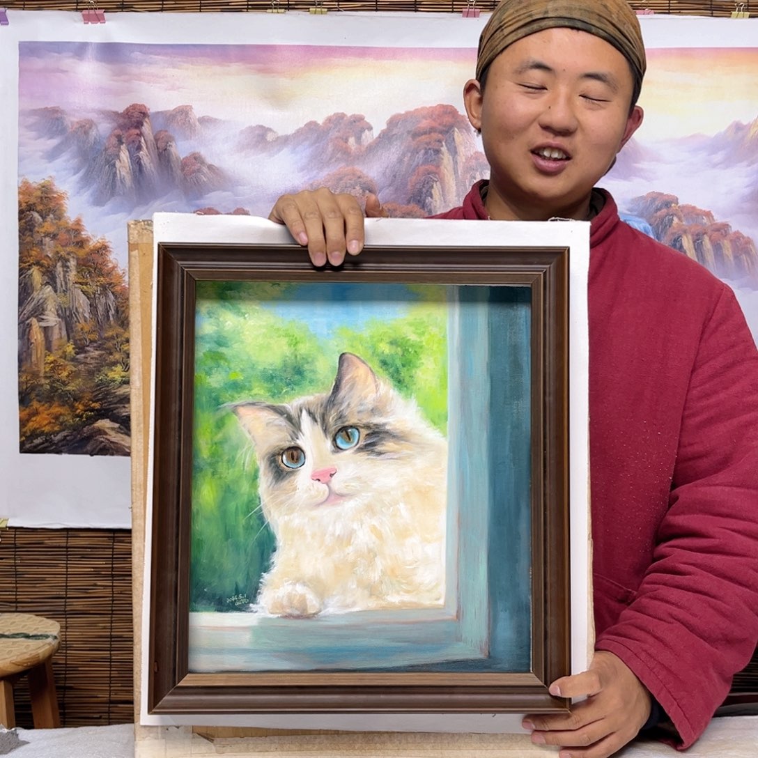 油画行路人小院绘画作品竞拍