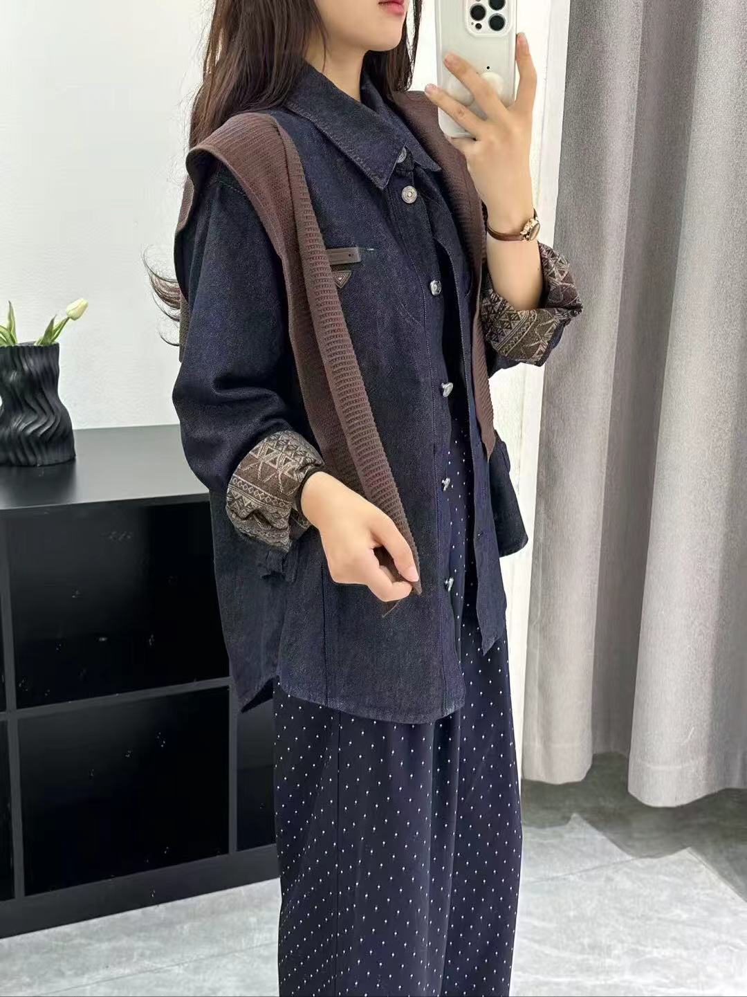 女装气质时尚休闲百搭带披肩牛仔外套27-819