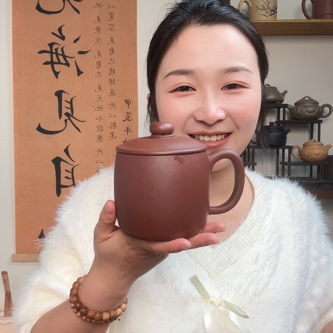茶杯紫砂小***全微瑕紫砂盖杯底槽清墩墩杯
