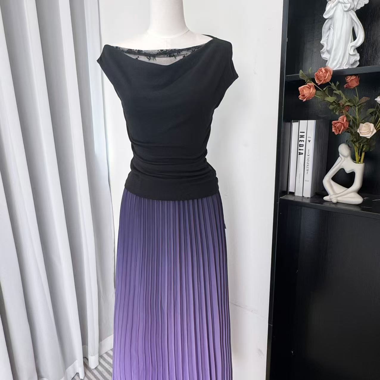 拉夏贝尔25夏季新气质时尚高级收腰显瘦上衣+裙子 15032 SCK