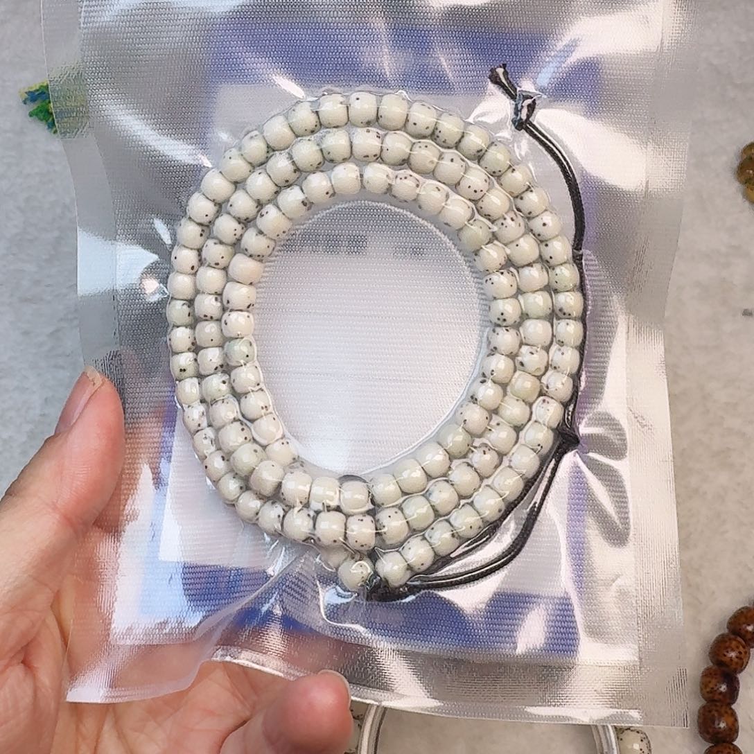 星月菩提手串M****W6/5石玉料骨瓷白108