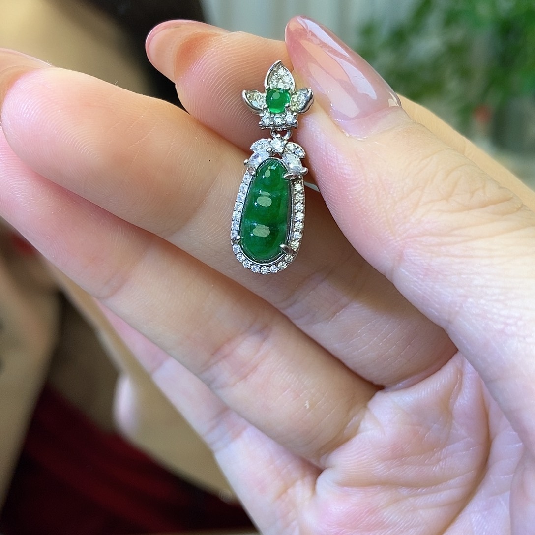 翡翠吊坠(不含链)银S925镶嵌