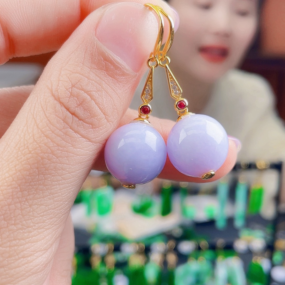 翡翠银S925镶嵌耳饰饰品