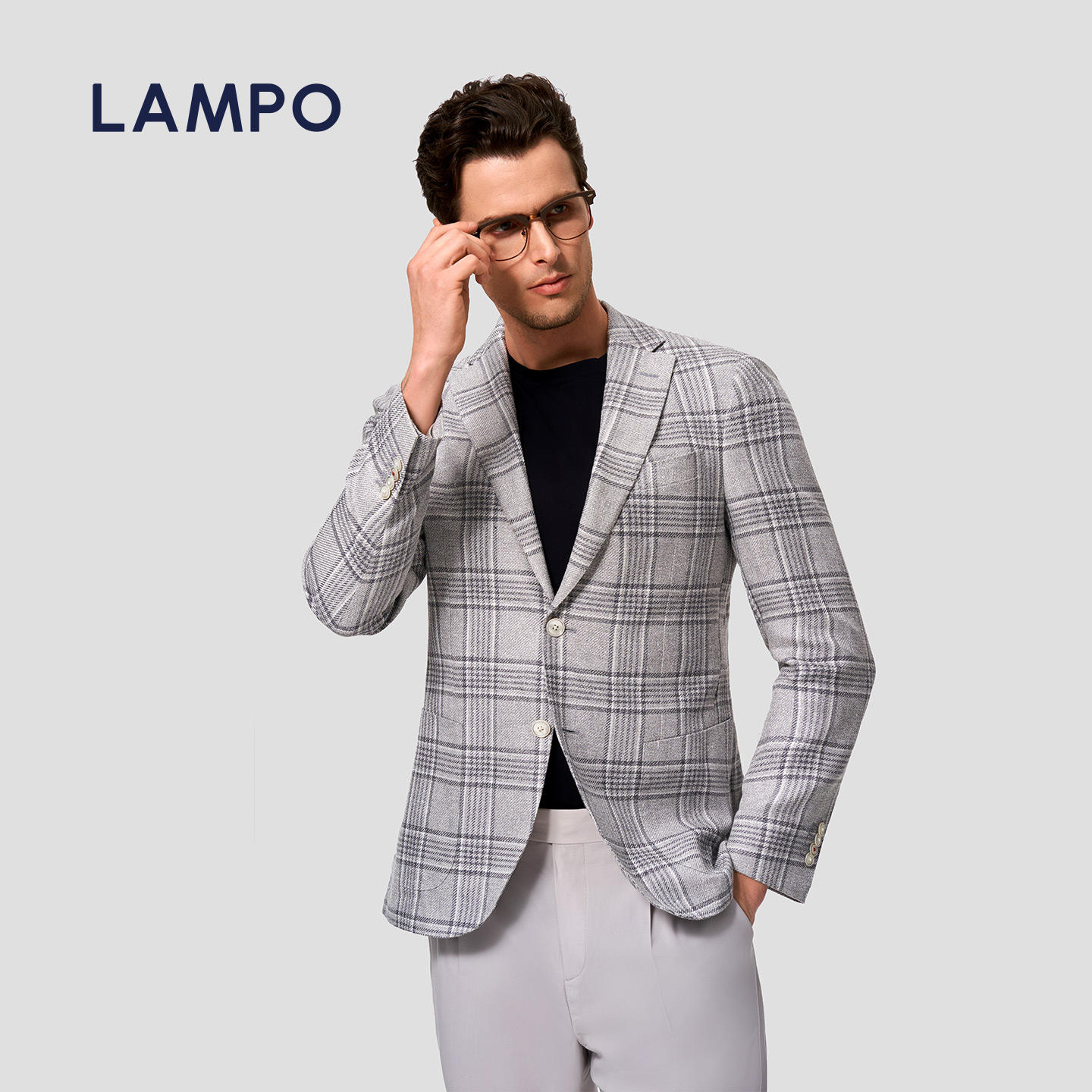 LAMPO/蓝豹【特惠】时尚丝麻休闲西装男外套意式西服老钱风