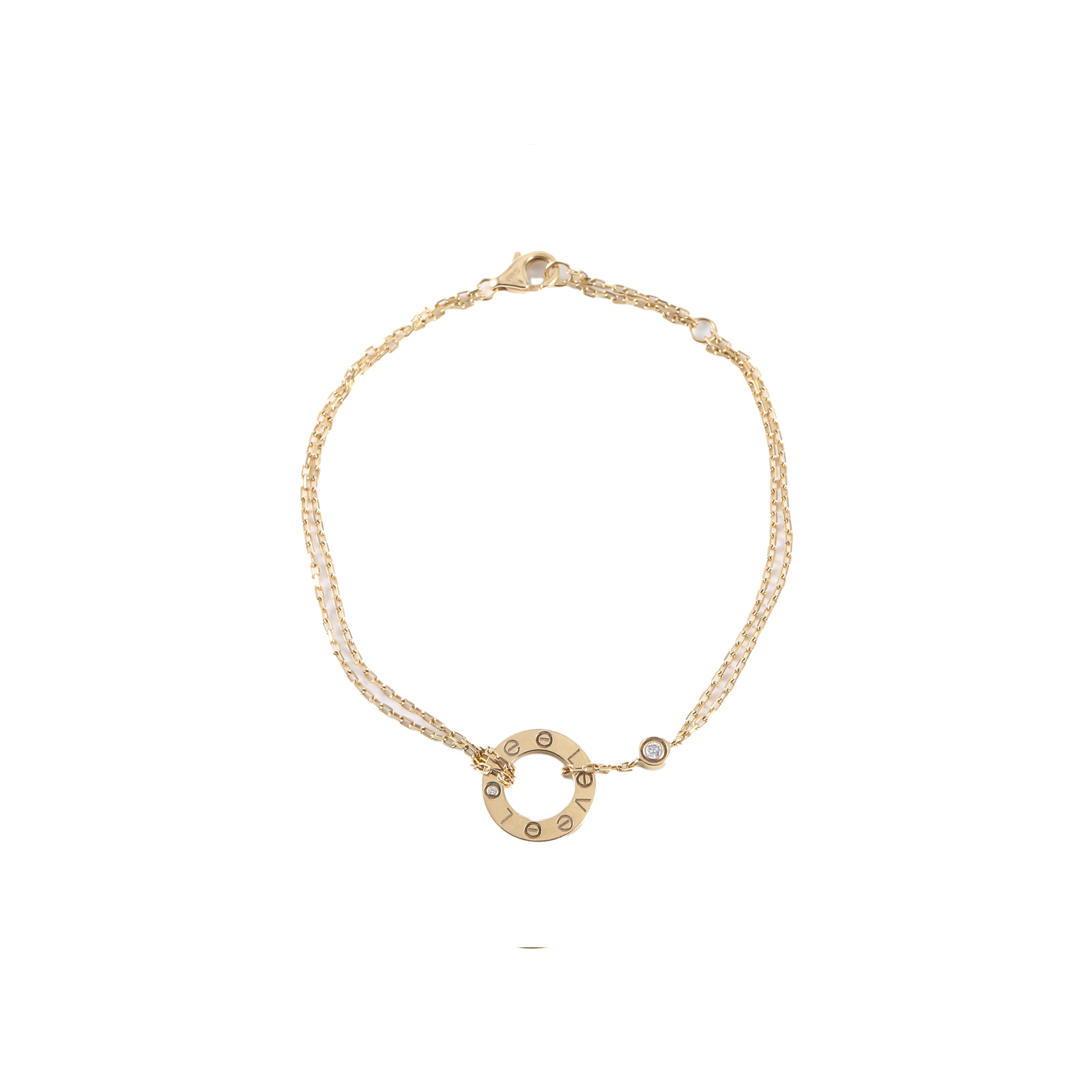 99新 Cartier/卡地亚 【小花念念】LOVE 小饼 镶嵌2颗钻石手链
