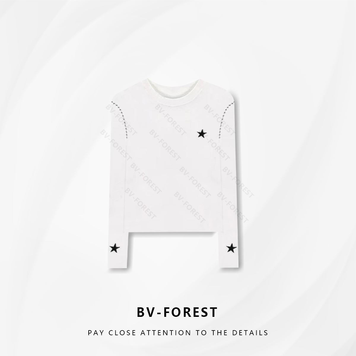 BV-FOREST“五角星”秋季流光风羊毛流行印花T恤正肩BV-T0623