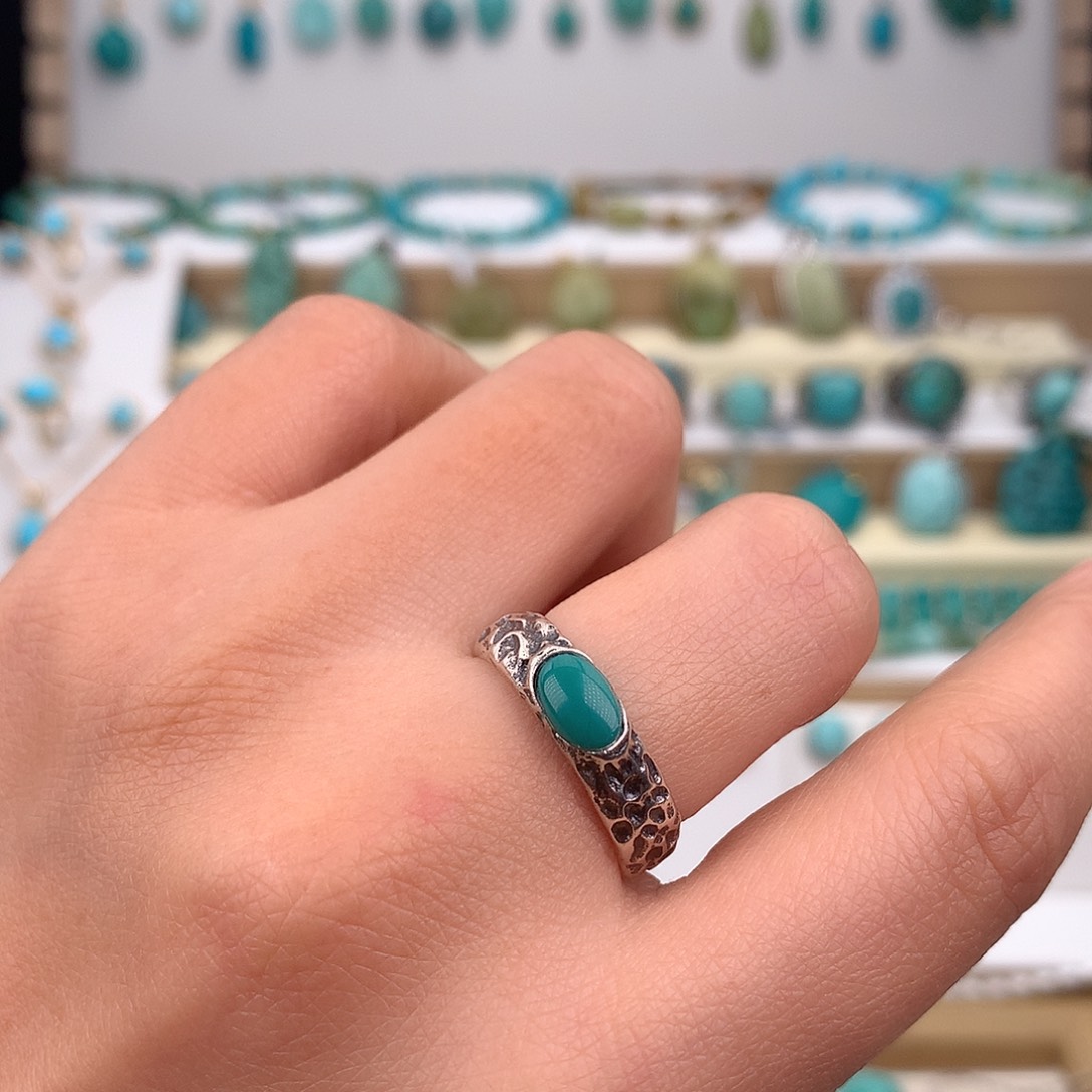 绿松石银S925镶嵌戒指