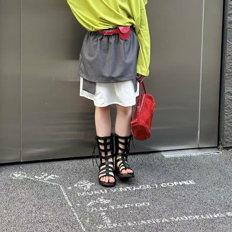 【语汐定制】2025夏季设计师款时尚百搭灰色拼接裙25572