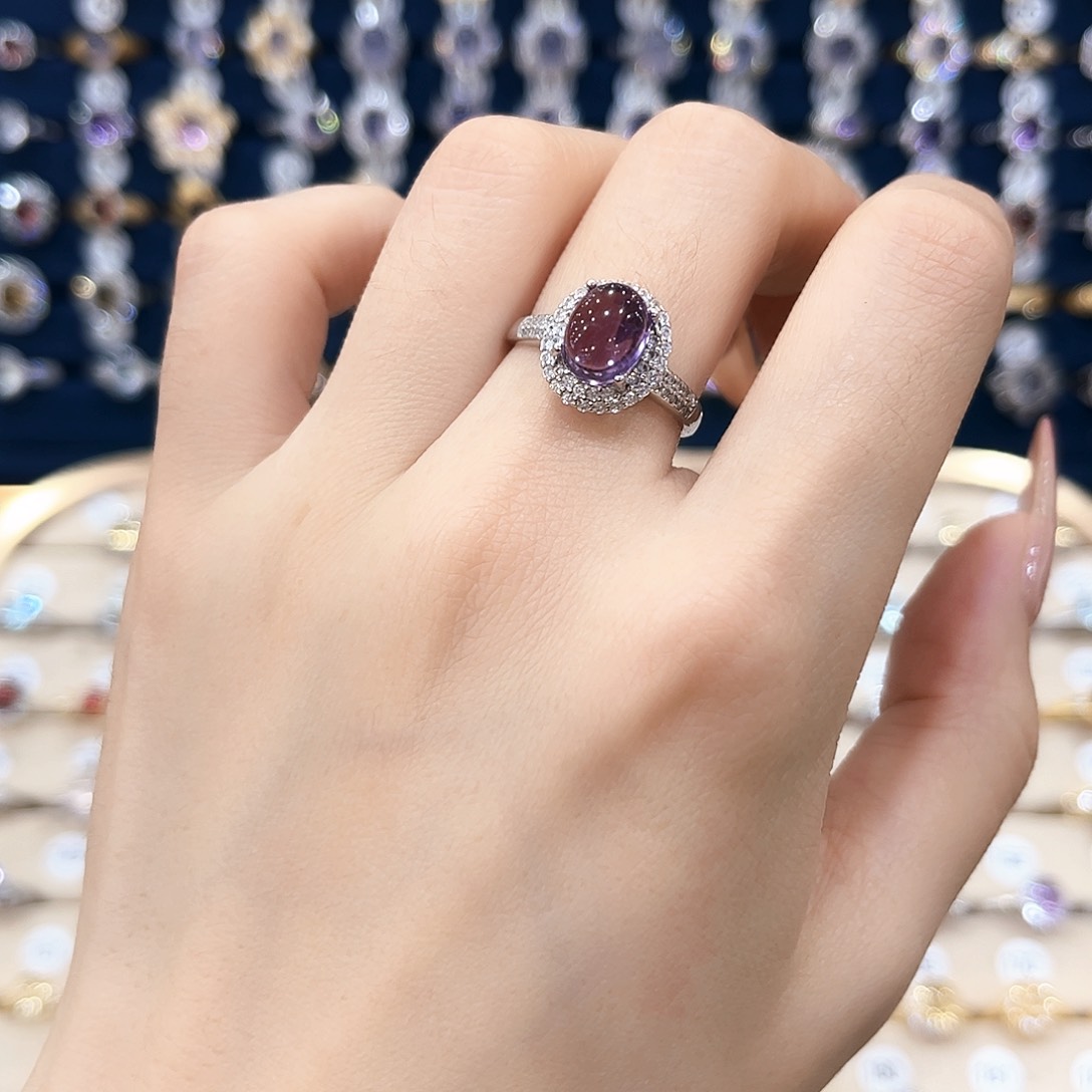 紫晶女款银S925镶嵌戒指