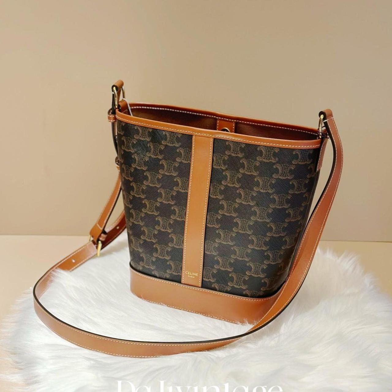 99新 Celine/思琳 大吉中古/Celine瑟琳小号老花水桶斜挎包