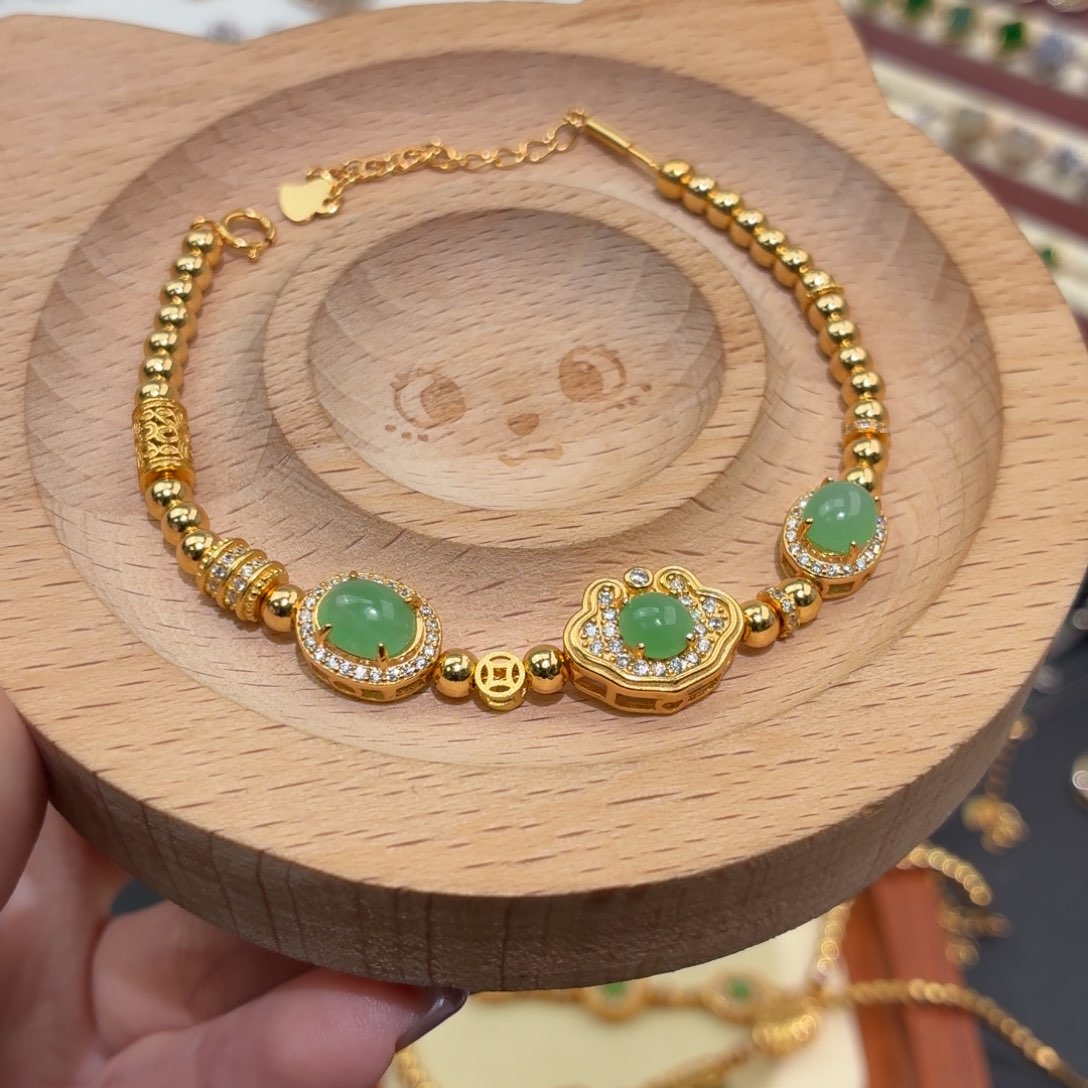 翡翠银S925镶嵌颈饰手串链