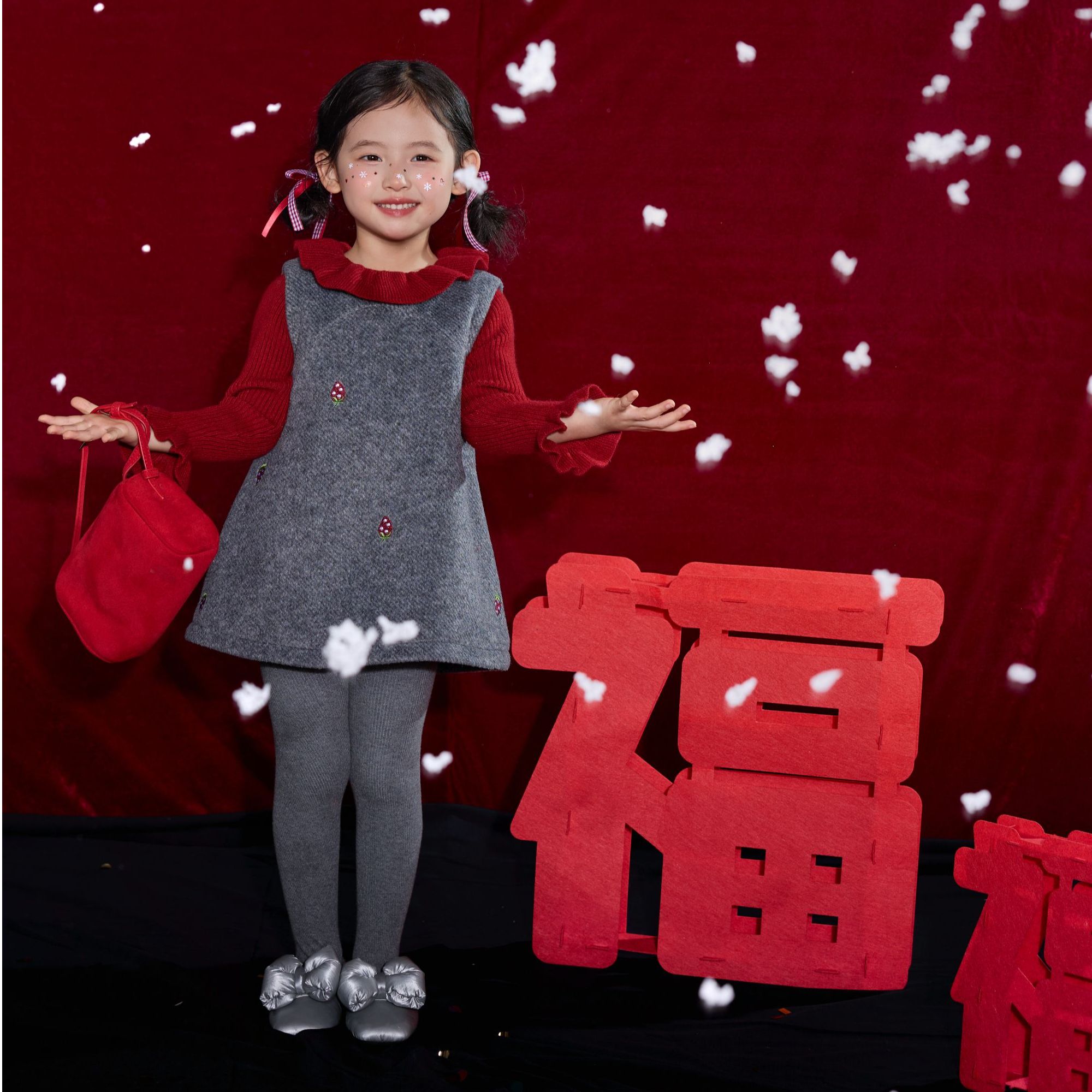 【现货】儿童韩系毛呢圆领保暖背心裙（年款）WZJ-26813