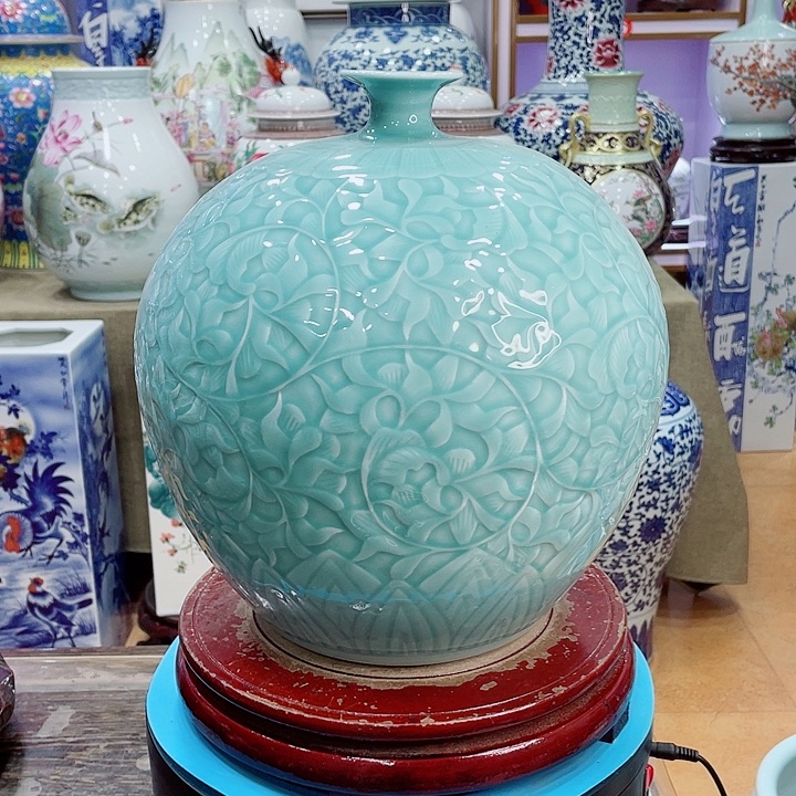 花瓶炸单福利价全手工雕刻图案球瓶