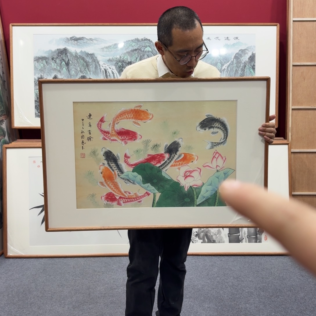 国画带框绘画90/60尺寸