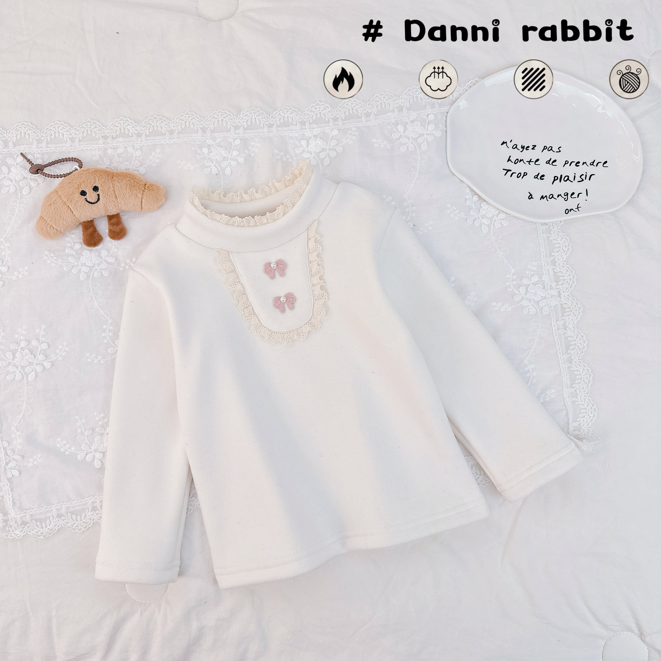 「Dannirabbit」【十A抗菌+温变】冬款&女童花边蝴蝶结打底衫【G-2197】