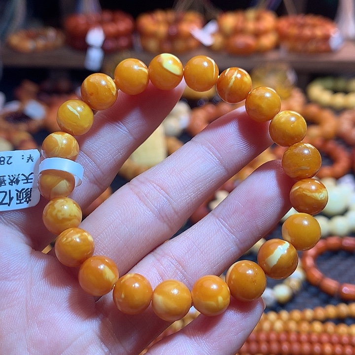 琥珀未镶嵌手链蜜蜡