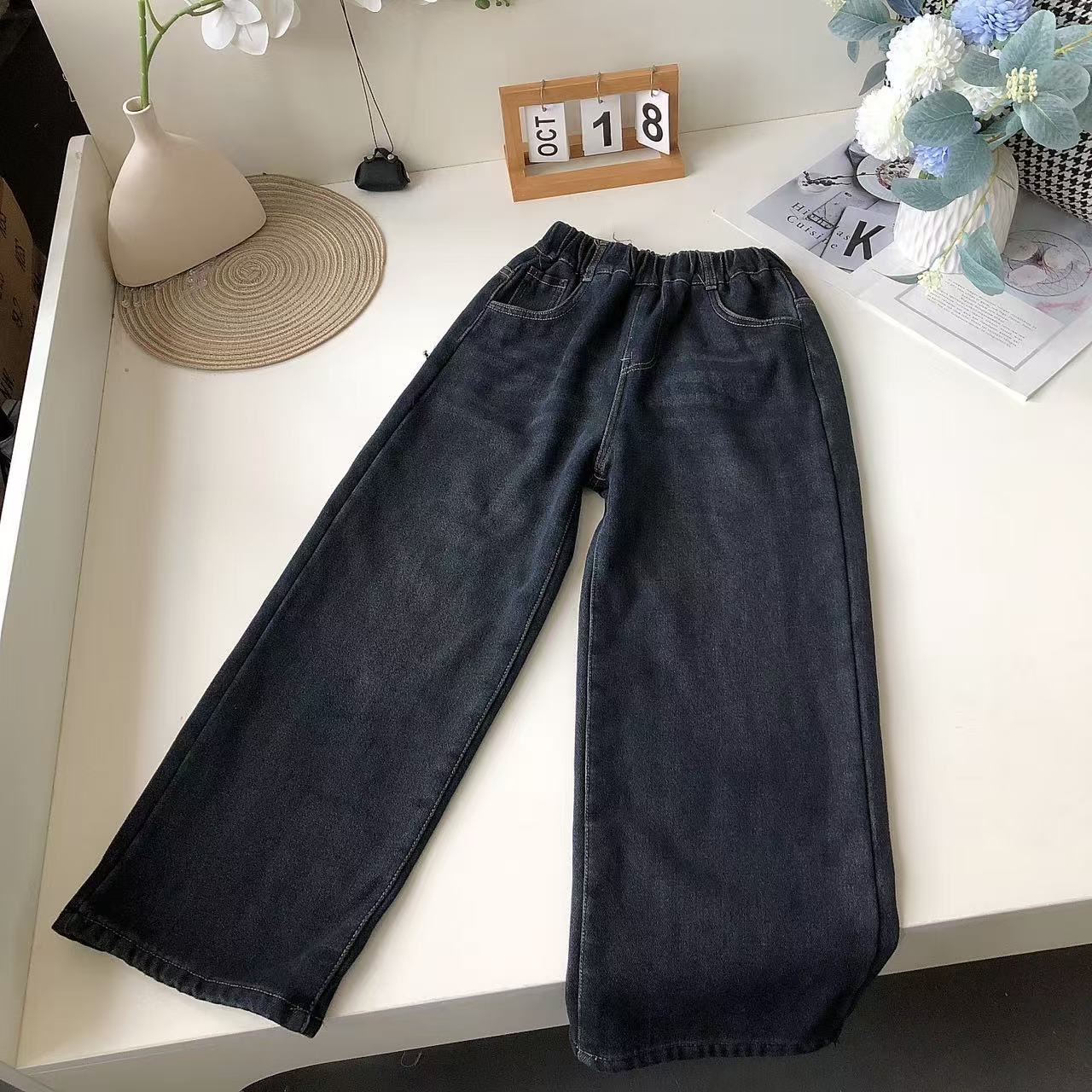 K047儿童新款加绒牛仔裤908