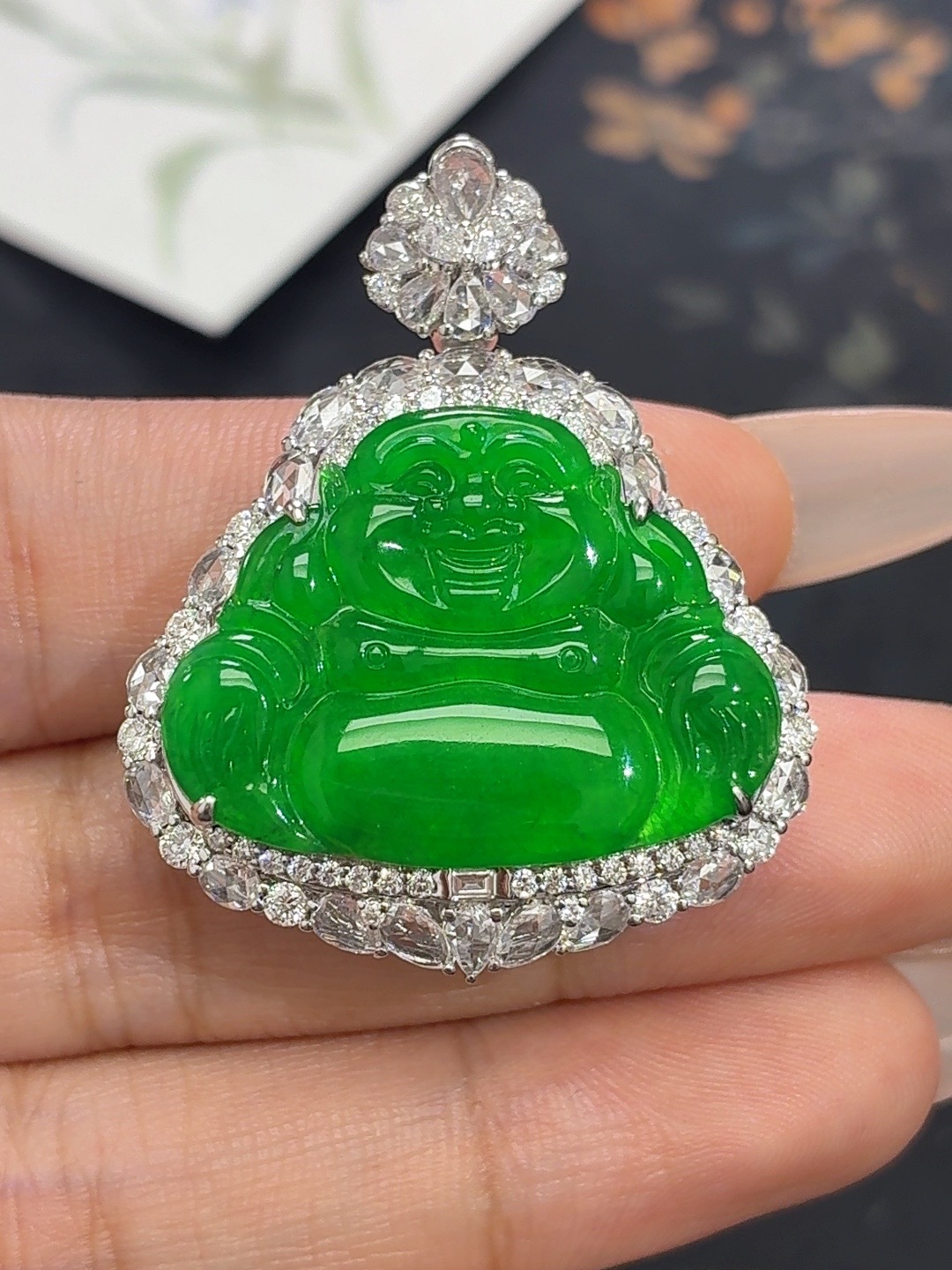 【霖家｜佛公】天然A货缅甸翡翠18k金镶嵌