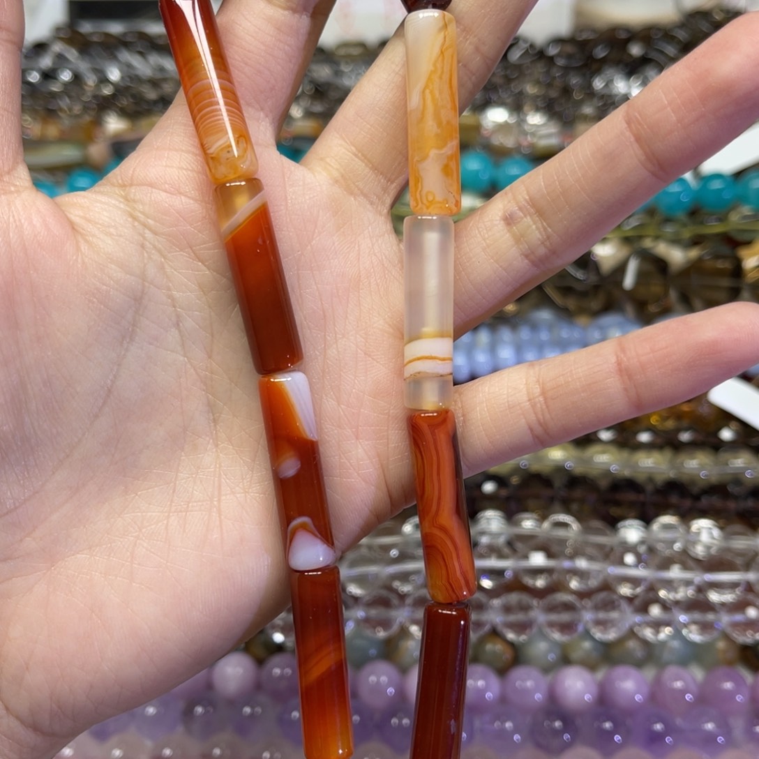 玛瑙/玉髓散珠天然玛瑙卡8✖️30长条38厘米