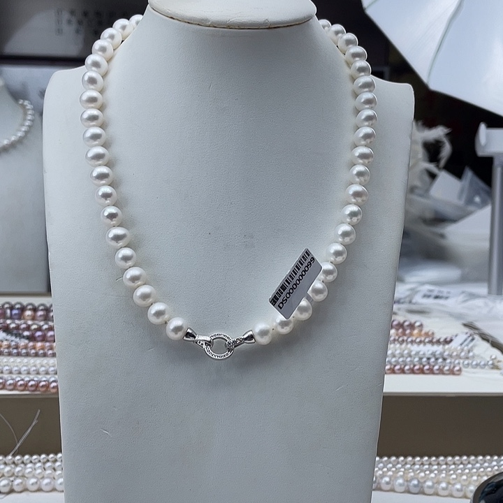 淡水珍珠颈饰银S925镶嵌卡9➕高品极光白