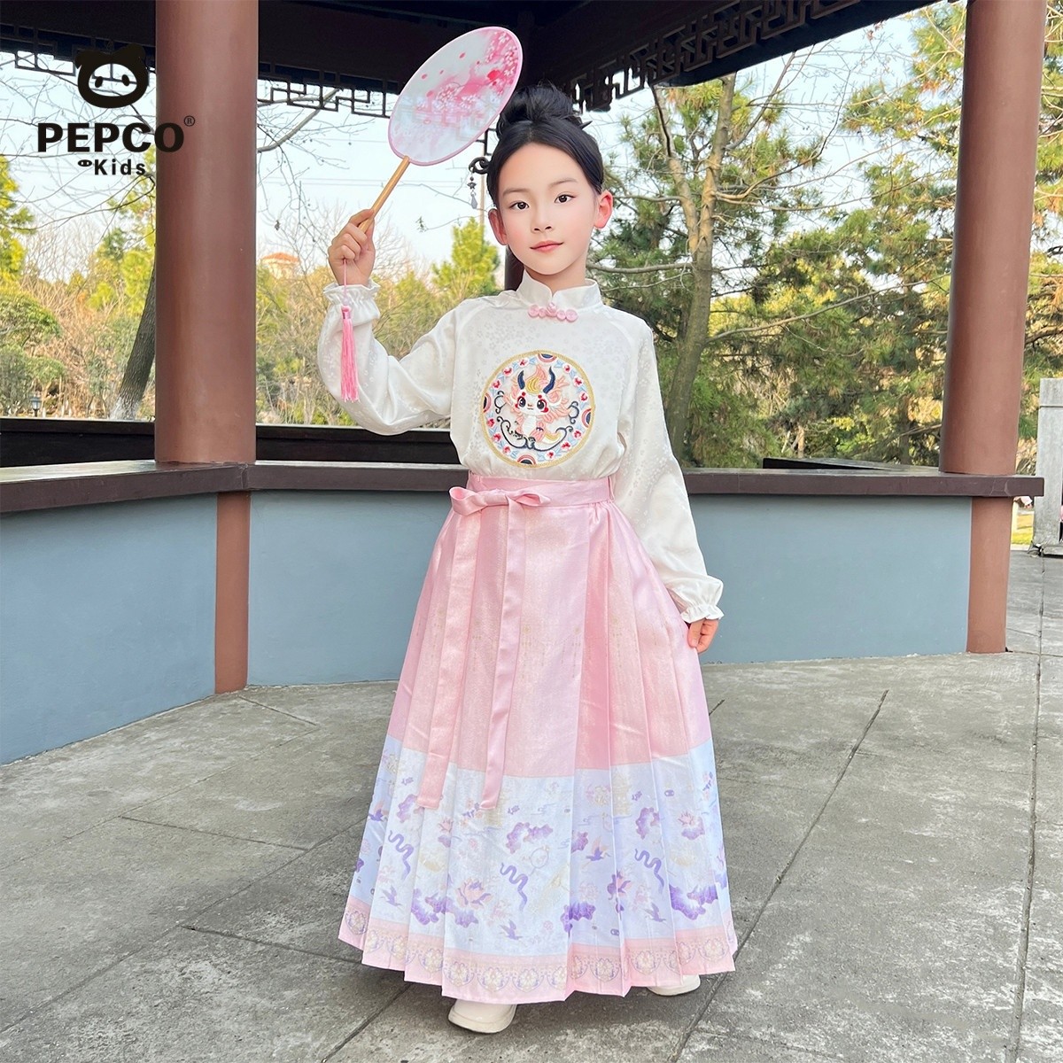PEPCO/小猪班纳官方新款女童中式马面裙套装衬衫上衣半身裙两件套