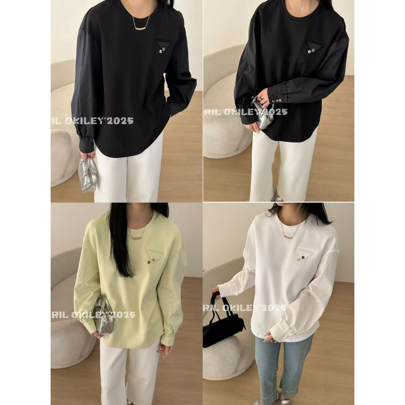 8817【PINGJIE】2025欧货拼接时尚设计感百搭休闲简约卫衣
