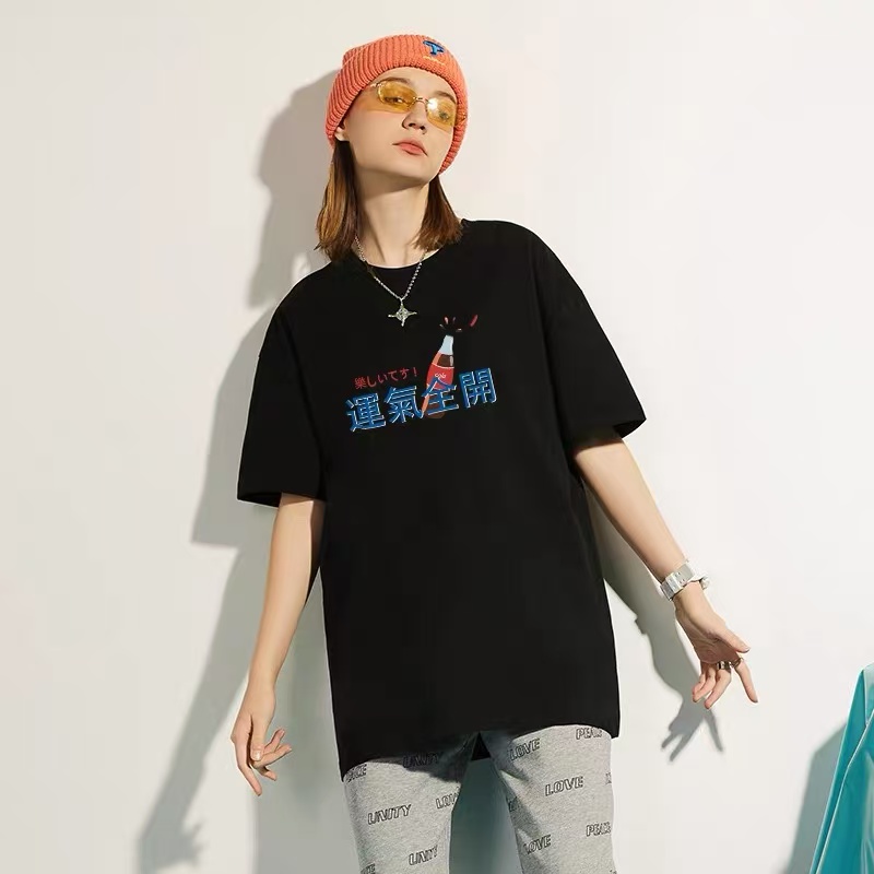 C91男女同款夏季显瘦宽松印花纯棉圆领衫